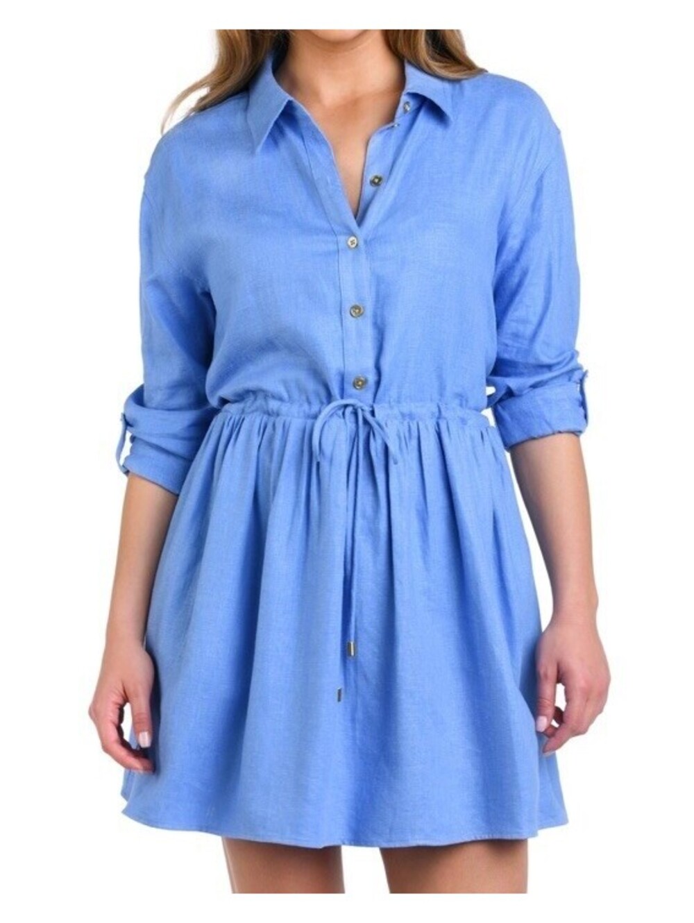 La Blanca Women's Delphine Cover-Up Shirt Dress Tunic Chambray Blue Size XL NWT